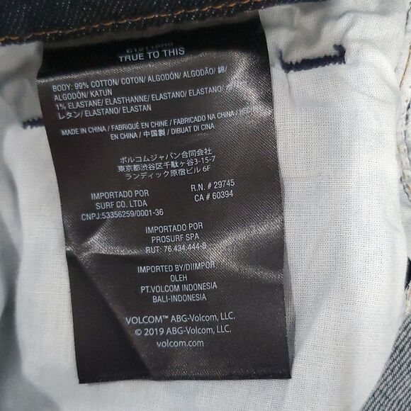 Volcom Vorta Slim Straight Dark Wash Jeans, Size 28 - Picture 7 of 7